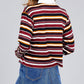 Ladies fashion long sleeve multi striped dty brushed shirts