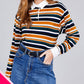 Ladies fashion plus size long sleeve multi striped dty brushed shirts