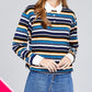 Ladies fashion plus size long sleeve multi striped dty brushed shirts