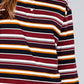 Ladies fashion plus size long sleeve multi striped dty brushed shirts