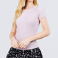 Short Sleeve W/lace Trim Detail Crew Neck Pointelle Knit Top