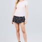 Short Sleeve W/lace Trim Detail Crew Neck Pointelle Knit Top