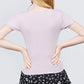 Short Sleeve W/lace Trim Detail Crew Neck Pointelle Knit Top