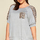 Plus Size Cute Animal Print Pocket French Terry Casual Top