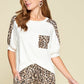 Plus Size Cute Animal Print Pocket French Terry Casual Top