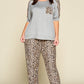 Plus Size Cute Animal Print Pocket French Terry Casual Top