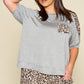 Plus Size Cute Animal Print Pocket French Terry Casual Top