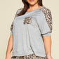 Plus Size Cute Animal Print Pocket French Terry Casual Top