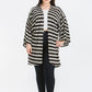 Striped, Cardigan With Kimono Style Sleeves