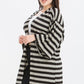 Striped, Cardigan With Kimono Style Sleeves