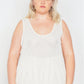 Plus Size Sheer Ivory Ribbed Causal Tank Top