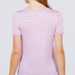 Short Sleeve Crew Neck Stripe Rayon Spandex Ringer Knit Top