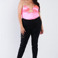 Plus Size Silk Chain Spaghetti Strap High Thong Center Cut Out Bodysuit