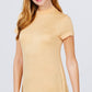 Short Sleeve Mock Neck Rayon Spandex Rib Top