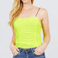 V-neck W/shirring Detail Elastic Strap Mesh Cami Top