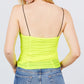 V-neck W/shirring Detail Elastic Strap Mesh Cami Top