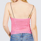 V-neck W/shirring Detail Elastic Strap Mesh Cami Top