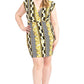 Plus Size Boarder Print  V-neck Bodycon Dress