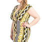 Plus Size Boarder Print  V-neck Bodycon Dress