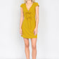 Mustard Ribbed V-neck Cap Sleeve Mini Solid Casual Dress