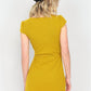 Mustard Ribbed V-neck Cap Sleeve Mini Solid Casual Dress