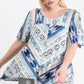 Short Sleeve Aztec Patterned Layered Top