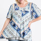 Short Sleeve Aztec Patterned Layered Top