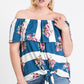 Off Shoulder Ruffled Front Tie Top