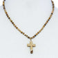 Chic Beaded And Cross Pendant Necklace