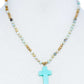 Chic Beaded And Cross Pendant Necklace