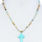 Chic Beaded And Cross Pendant Necklace