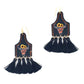 Stylish Western Cow Skull And Tassel Drop Earring