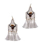 Stylish Western Cow Skull And Tassel Drop Earring