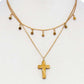 Double Layered Cross Pendant Chain Necklace