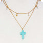 Double Layered Cross Pendant Chain Necklace