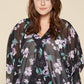 Plus Size Floral Chiffon Sheer Surplice Top