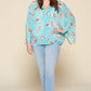 Plus Size Floral Chiffon Sheer Surplice Top