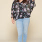 Plus Size Floral Chiffon Sheer Surplice Top