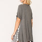 Star Textured Knit Mixed Tunic Top With Shark Bite Hem