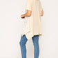 Star Textured Knit Mixed Tunic Top With Shark Bite Hem