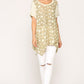 Star Textured Knit Mixed Tunic Top With Shark Bite Hem