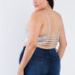 Plus Size Open Stripe Back Cami Strap Athletic Lounge Bra