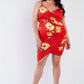 Plus Size Floral Print V-neck Cinched Size Chic Mini Dress