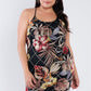 Plus Size Criss-cross Open Back Mini Floral Print Dress