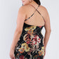 Plus Size Criss-cross Open Back Mini Floral Print Dress