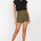 Button Tab High Rise Paperbag Shorts