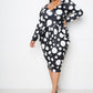 Polka Dot Drop Waist Ruched Midi Dress