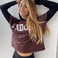 Burgundy And Black "j'adore" Silver Graphic Hoodie Top