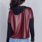 Burgundy And Black "j'adore" Silver Graphic Hoodie Top