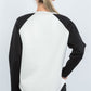 Contrast Sleeve Curved Hem Sweater